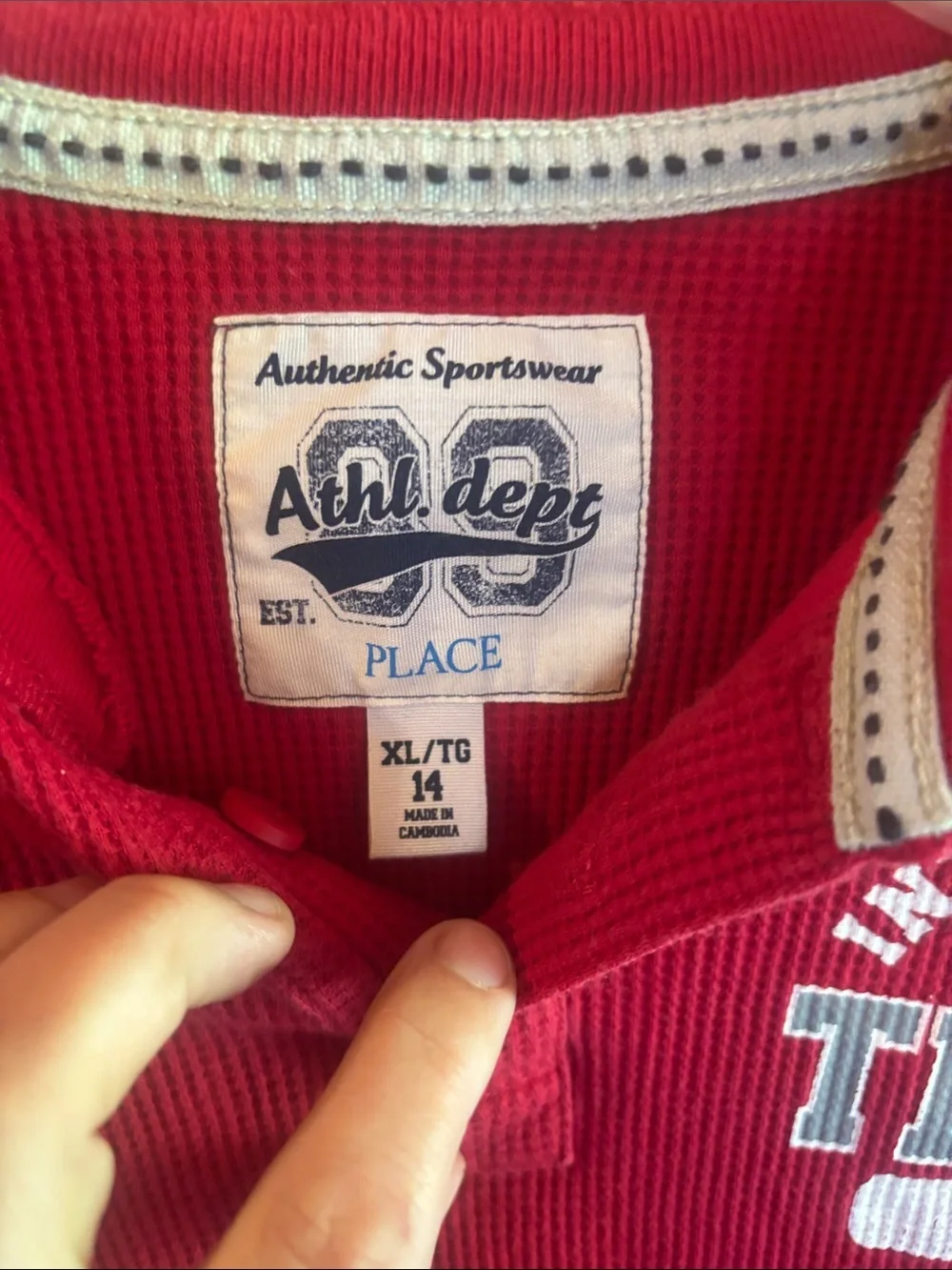 The Children's Place Red Intramural Team Thermal Henley Top